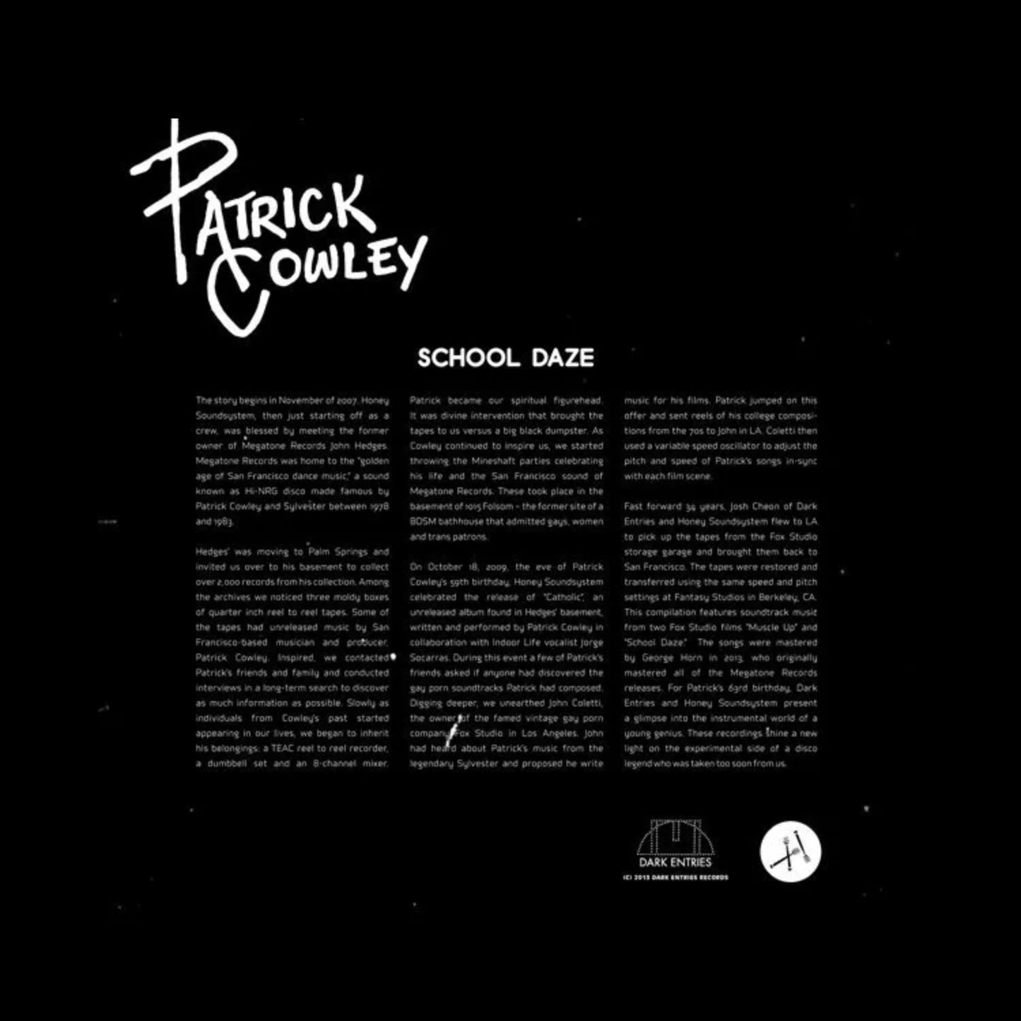 LP / Patrick Cowley – School Daze 2xLP