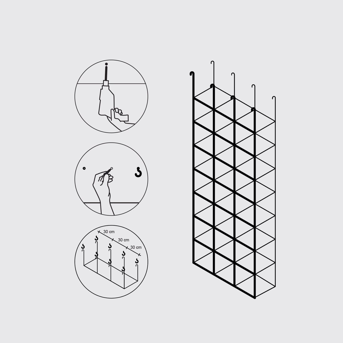 SUSPENDED WIREFRAME SHELVING